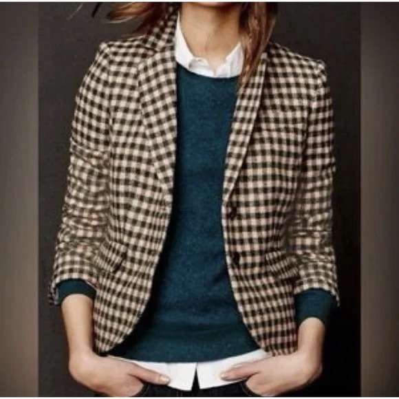 Boden Jackets & Blazers - Boden British Tweed Blazer by Moon Wool Green Pink Gingham Check Blazer. Sz 12